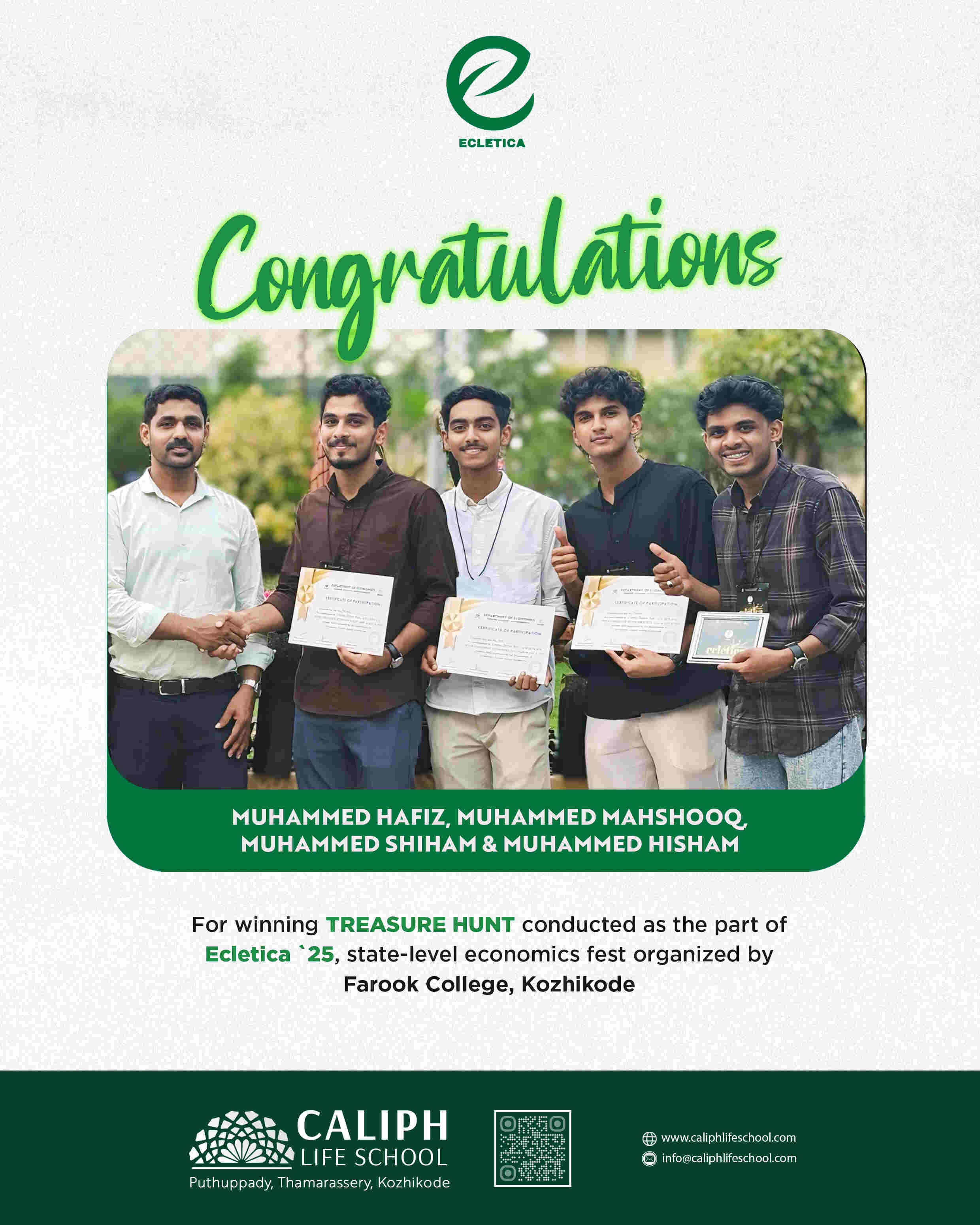 WINNERS OF TREASURE HUNT, ECLETICA MANAGEMENT FEST